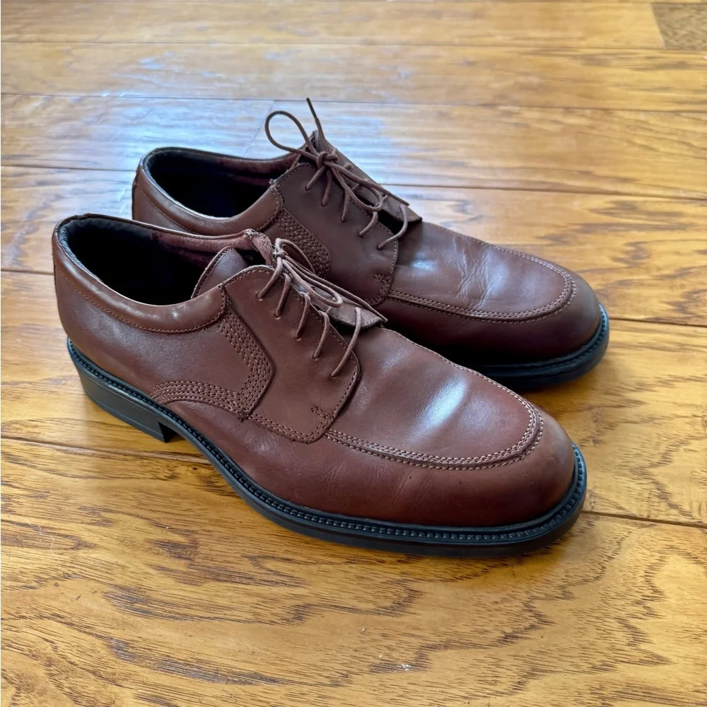 Bill Blass Men's 13 Brown Leather Mock Toe Derby Oxford Dress Shoes Comfort Sole